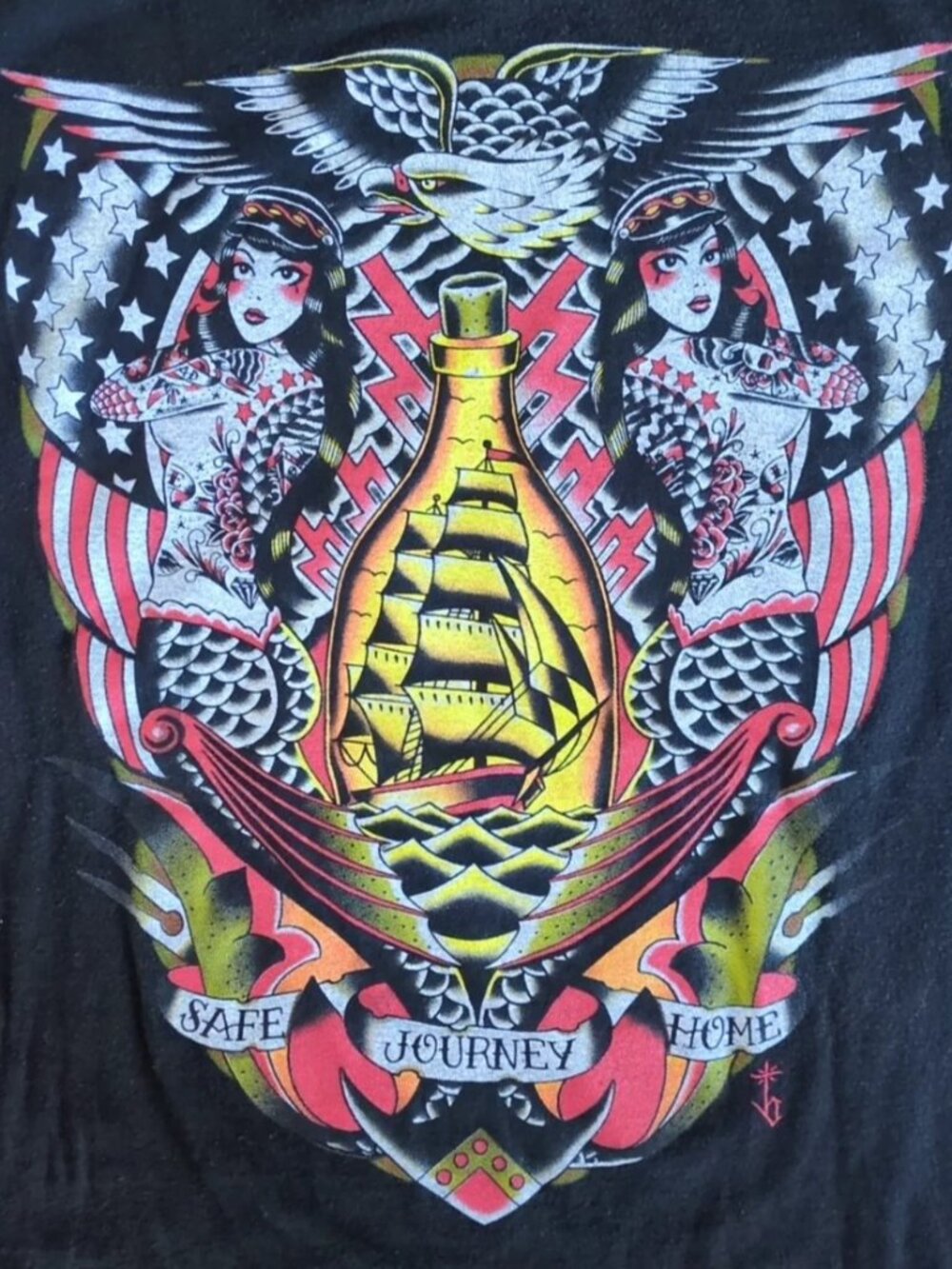 Black Market Art Company Safe Journey Home Black T-Shirt Men's XL - Made in USA